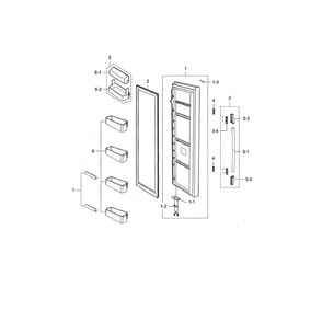 Refrigerator Door Diagram and Parts List for RS263BBWP XAA-00 Samsung Refrigerator