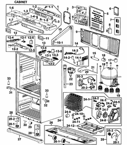 Cabinet Diagram and Parts List for RF265ABPN XAA-0000 Samsung Refrigerator