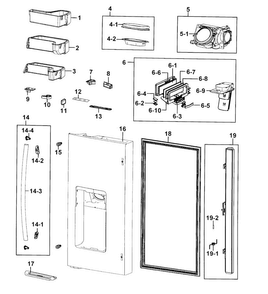 Refrigerator Door L Diagram and Parts List for RF4287HARS XAA-0002 Samsung Refrigerator