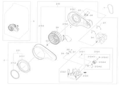 Motor Duct Diagram and Parts List for DV50K8600EV A3-0001 Samsung Dryer
