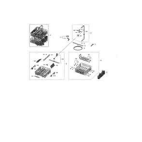 Wash Assembly Diagram and Parts List for DW80K5050US AA-02 Samsung Dishwasher