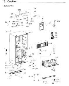 Cabinet Diagram and Parts List for RF23J9011SG AA-0002 Samsung Refrigerator