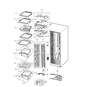 Refrigerator Diagram and Parts List for RS2530BWP XAA-0000 Samsung Refrigerator