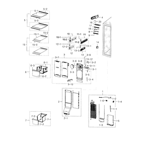 Freezer Side Diagram and Parts List for RH29H8000SR AA-00 Samsung Refrigerator