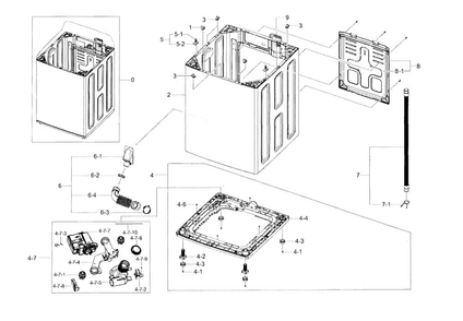 Frame Diagram and Parts List for WA45H7000AW A2-0002 Samsung Washer