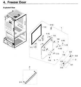 Freezer Door Diagram and Parts List for RF28HDEDPBC AA-0008 Samsung Refrigerator