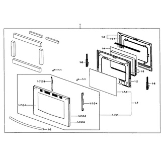 Door Assy Diagram and Parts List for FX510BGS XAA-0001 Samsung Range
