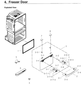 Freezer Door Diagram and Parts List for RF4267HARS XAA-0004 Samsung Refrigerator