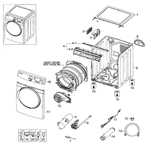 Main Assembly Diagram and Parts List for DV448AGE XAA-01 Samsung Dryer