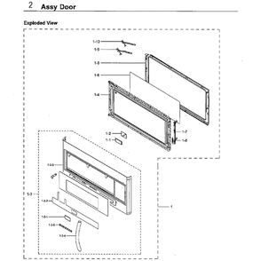 Part Location Diagram of DE94-03238K Samsung ASSY DOOR A;ME21H706MQS,PC BLACK,STSS,AN
