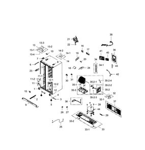 Cabinet Diagram and Parts List for RS25H5121SR AA-0001 Samsung Refrigerator