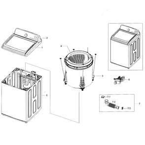 Main Diagram and Parts List for WA45H7200AP A2-0001 Samsung Washer