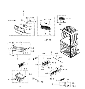 Freezer Diagram and Parts List for RF28HMEDBSR AA-0009 Samsung Refrigerator