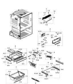 Freezer / Icemaker Diagram and Parts List for RF28HFEDTSR AA-08 Samsung Refrigerator