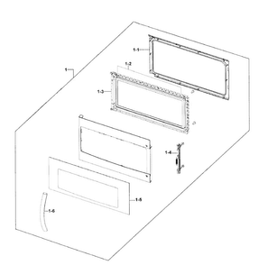 Door Assy Diagram and Parts List for SMH1816W XAA-00 Samsung Microwave Oven Combo