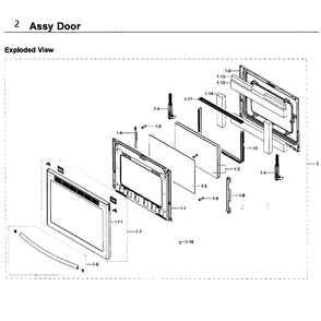 Door Diagram and Parts List for NE58K9500SG AA-0001 Samsung Range