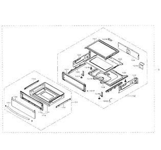 Drawer Section Diagram and Parts List for NE59J7850WG AA-0002 Samsung Range