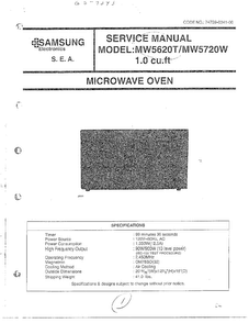 Front Page Diagram and Parts List for MW5620T XAA Samsung Microwave