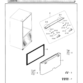 Freezer Door Diagram and Parts List for RF26HFENDWW AA-01 Samsung Refrigerator