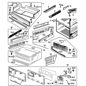 Freezer Diagram and Parts List for RF263BEAESR AA-0000 Samsung Refrigerator