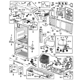 Cabinet Diagram and Parts List for RF268ACPN XAA-0001 Samsung Refrigerator
