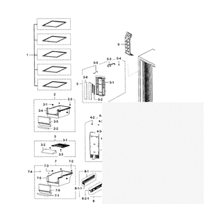 Freezer Diagram and Parts List for RSG307AARS XAA-01 Samsung Refrigerator