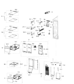 Freezer Diagram and Parts List for RH29H9000SR AA-0001 Samsung Refrigerator