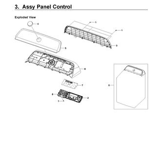 Assembly Panel Control Diagram and Parts List for DVE54R7200V A3-00 Samsung Dryer
