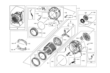 Tub And Drum Diagram and Parts List for WV55M9600AV A5-02 Samsung Washer