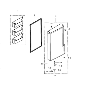 Freezer Door L Diagram and Parts List for RF24J9960S4 (AA)(0000) Samsung Refrigerator