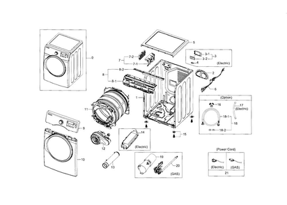 Main Assy Diagram and Parts List for DV331AGR XAA-0000 Samsung Dryer