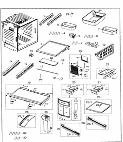 Fridge Diagram and Parts List for RF26HFENDWW AA-0000 Samsung Refrigerator