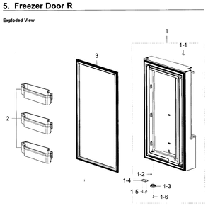 Freezer Door R Diagram and Parts List for RF23J9011SG AA-05 Samsung Refrigerator