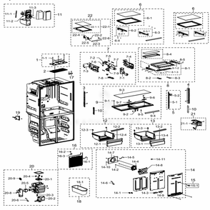 Fridge Diagram and Parts List for RF23J9011SG (AA)(0008) Samsung Refrigerator