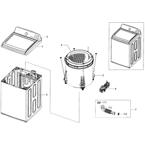 Main Assembly Diagram and Parts List for WA48H7400AW A2-02 Samsung Washer