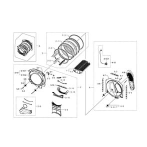 Drum Assembly Diagram and Parts List for DV511AEW XAA-02 Samsung Dryer