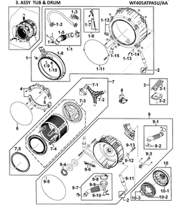 Tub Assy Diagram and Parts List for WF405ATPASU AA-0000 Samsung Washer