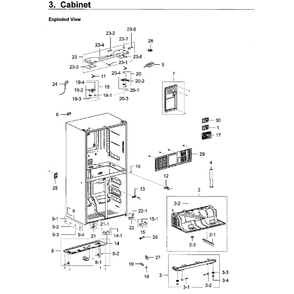 Cabinet Diagram and Parts List for RF22M9581SR AA-0000 Samsung Refrigerator