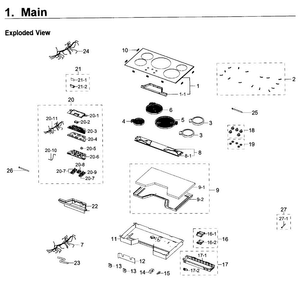 Cooktop Diagram and Parts List for NZ36K6430RS AA-0000 Samsung Cooktop