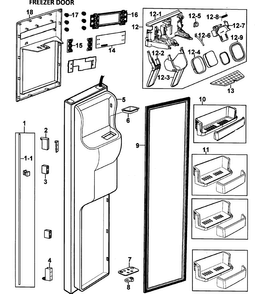Left Door Diagram and Parts List for RS265LASH XAA-0000 Samsung Refrigerator