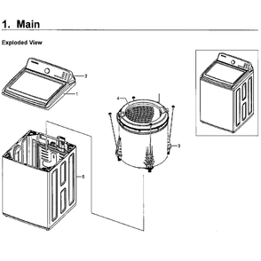 Main Assembly Diagram and Parts List for WA50M7450AW A4-0000 Samsung Washer