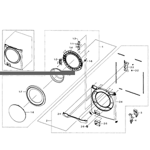 Front Section Diagram and Parts List for WF520ABW XAA-07 Samsung Washer