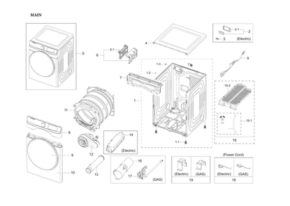 Part Location Diagram of DC90-27334B Samsung Assy drum parts