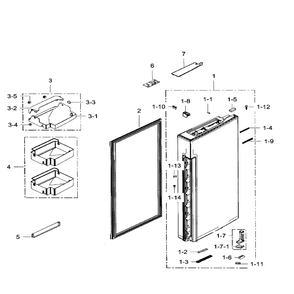 Fridge Door Right Diagram and Parts List for RF34H9960S4 AA-04 Samsung Refrigerator