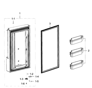 Freezer Door L Diagram and Parts List for RF23J9011SR AA-0003 Samsung Refrigerator