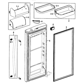 Refrigerator Door-R Diagram and Parts List for RF267AZRS XAA-0000 Samsung Refrigerator