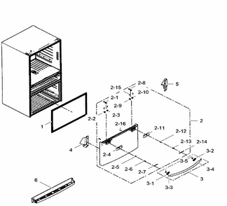 Freezer Door Diagram and Parts List for RF24FSEDBSR AA-0007 Samsung Refrigerator