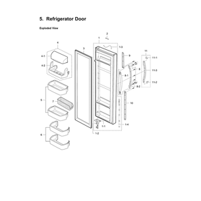 Refrigerator Door Parts Diagram and Parts List for RS2630W (XAA)(0000) Samsung Refrigerator