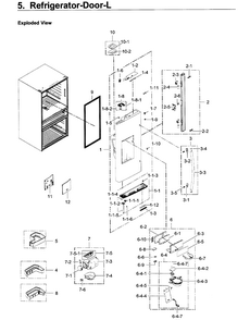Fridge Door L Diagram and Parts List for RF22KREDBSG AA-0003 Samsung Refrigerator