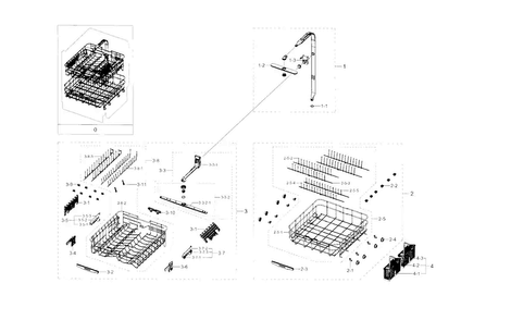 Basket & Duct Diagram and Parts List for DW80H9940US AA-0000 Samsung Dishwasher
